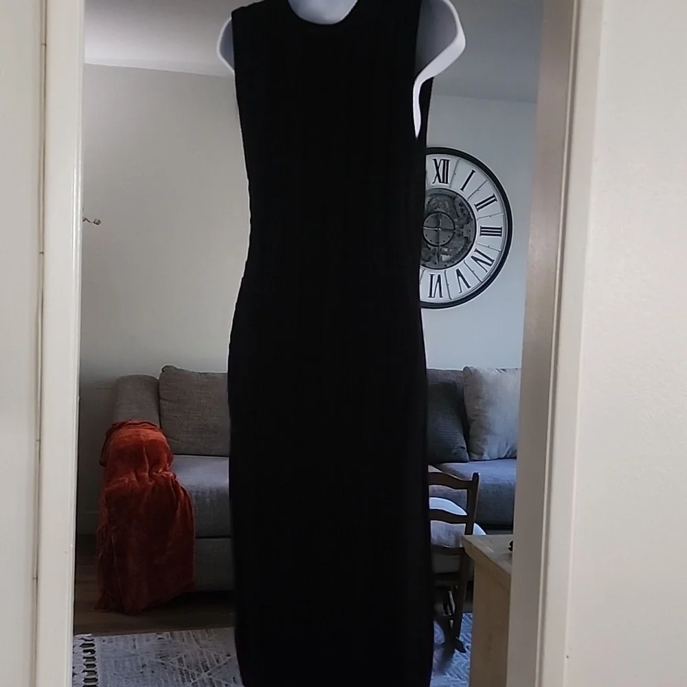 Stüssy Black Ribbed Knit Midi Dress Sleeveless Minimalist - Picture 7 of 11